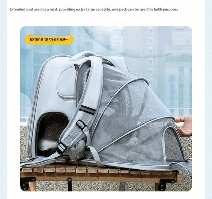 Pet Backpack Expandable Foldable Cat Carrier for Small Medium Dog and Cat Transport Dog Bag Large Space Pets Carrier with Zipper