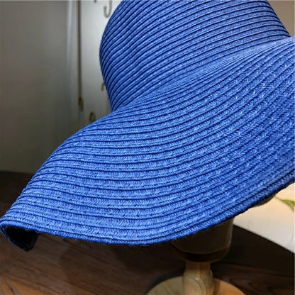 Women 15cm Wide Brim Sun Hat Summer Travel Floppy Straw Hat Female Outdoor Vacation Roll Up UPF50+ Oversized Foldable Beach Hat