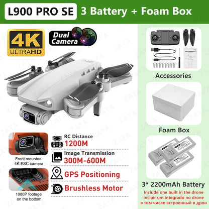 Drone L900 PRO SE GPS Dron 4k Professional HD Dual Camera 5G Wifi Brushless Foldable Quadcopter FPV Mini Drones RC Toy L900Pro