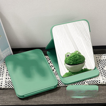 Portable High-Definition PU Folding Vanity Mirror – Stylish Desktop Makeup Mirror