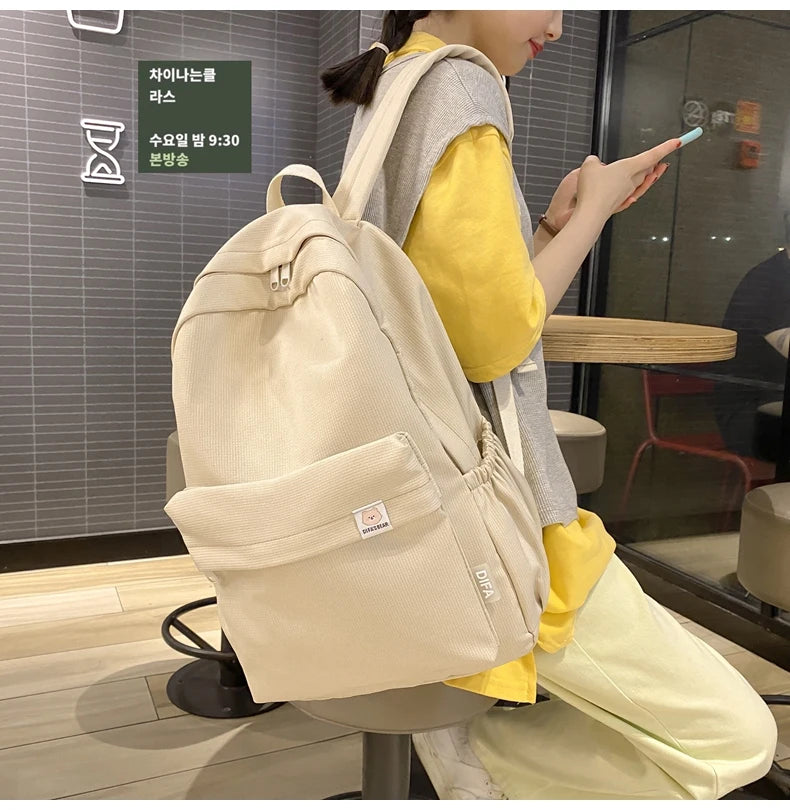 New Waterproof Nylon Women Backpack Female Travel Bag Backpacks Schoolbag for Teenage Girls Solid Color Bookbag Mochila Bookbag