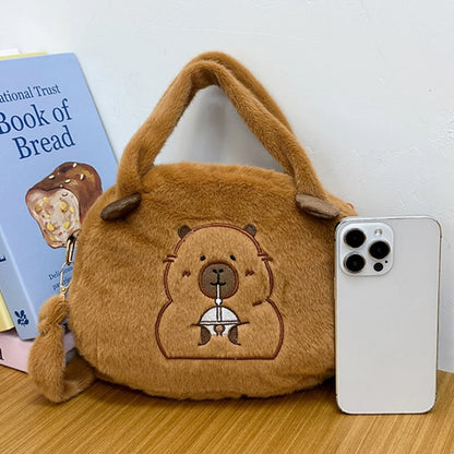 Kawaii New Capybara Plush Backpack For Women Versatile Cartoon Funny Capibala Bag Large Capacity Tote Bag Children's Gift