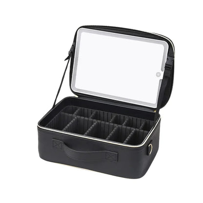 2025 Premium LED Cosmetic Bag – Large-Capacity Portable Makeup Storage Box with Mirror