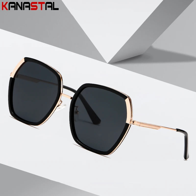 New Polarized Sunglasses Women UV400 Sun Glasses Men Metal Eyeglasses Frame Driving Beach Party Travel Anti Glare Shade Eyewear