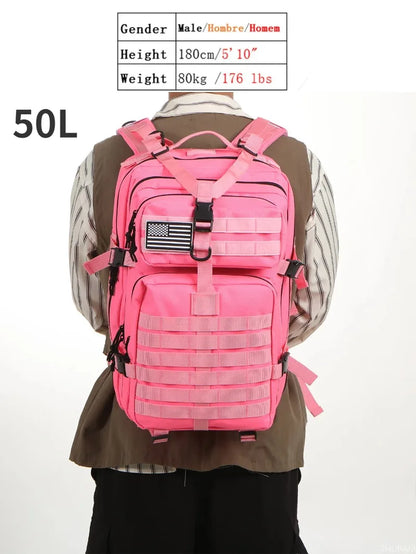 1000D Nylon Waterproof Tactical Backpack – Outdoor Rucksack for Camping, Hiking, Trekking, Fishing & Hunting (25L/50L)