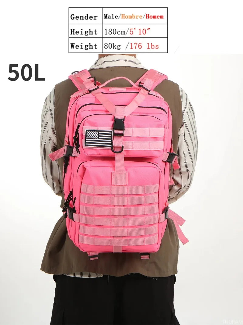 1000D Nylon Waterproof Tactical Backpack – Outdoor Rucksack for Camping, Hiking, Trekking, Fishing & Hunting (25L/50L)
