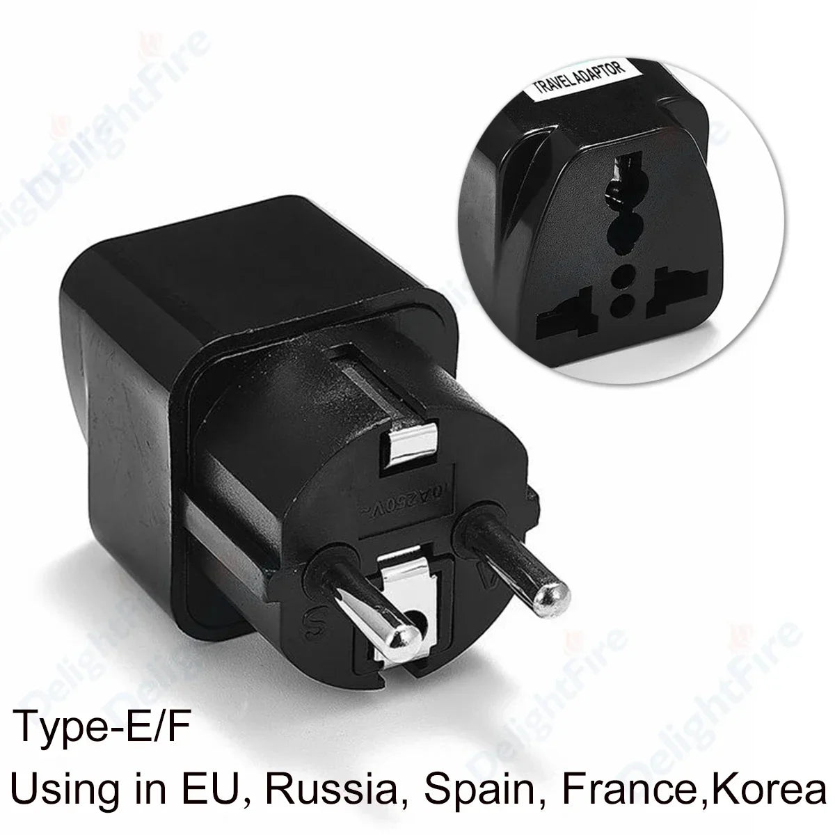 KR Plug Adapter – Universal Travel Adapter AU/UK/US to EU Type E/F Socket | France, Spain, Germany Compatible AC Power Outlet