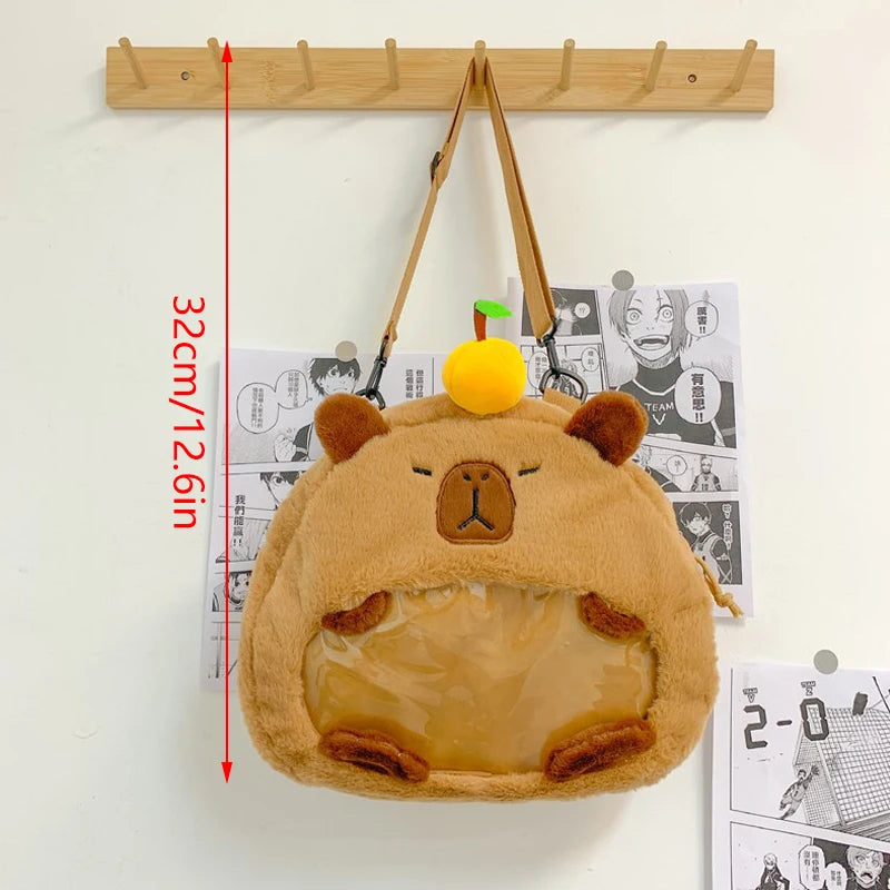 Kawaii New Capybara Plush Backpack For Women Versatile Cartoon Funny Capibala Bag Large Capacity Tote Bag Children's Gift