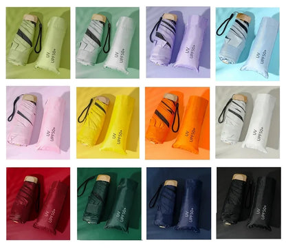 ☀️☔ Mini Pocket Folding Umbrella – Ultra-Light, UV Protective & Waterproof for Travel & Everyday Use! 🌦️✨