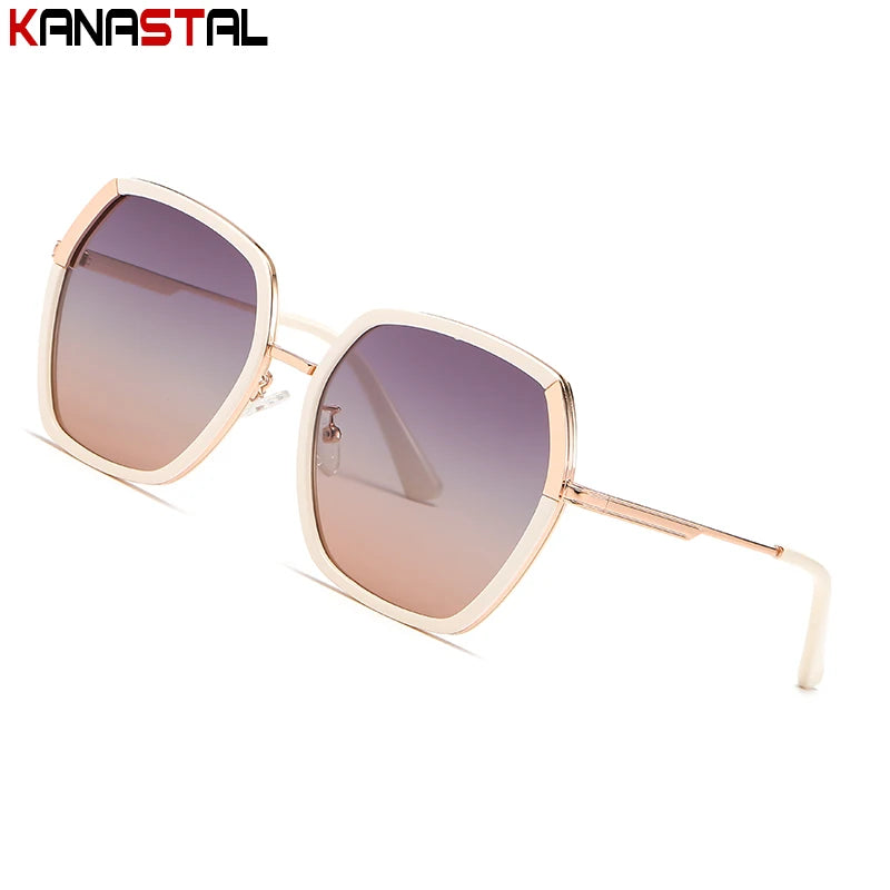 New Polarized Sunglasses Women UV400 Sun Glasses Men Metal Eyeglasses Frame Driving Beach Party Travel Anti Glare Shade Eyewear
