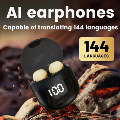 AI Language Translation Wireless Earbuds – Bluetooth Sport Headphones with Deep Bass & Invisible Comfort for Sleep & Travel!