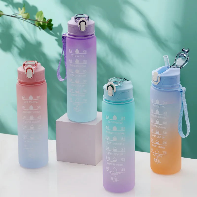 900ML Water Bottle With Straw Sport Water Bottle for Children BPA-Free Leakproof Drinking Bottles Outdoor Travel