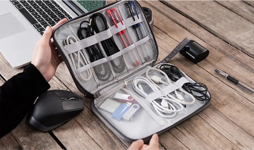 Waterproof Electronics Organizer Bag – Travel Cable & Accessories Storage Pouch