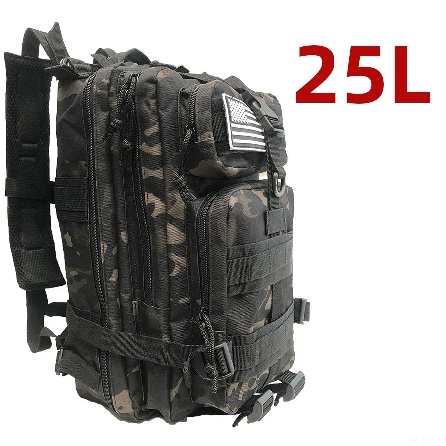 1000D Nylon Waterproof Tactical Backpack – Outdoor Rucksack for Camping, Hiking, Trekking, Fishing & Hunting (25L/50L)