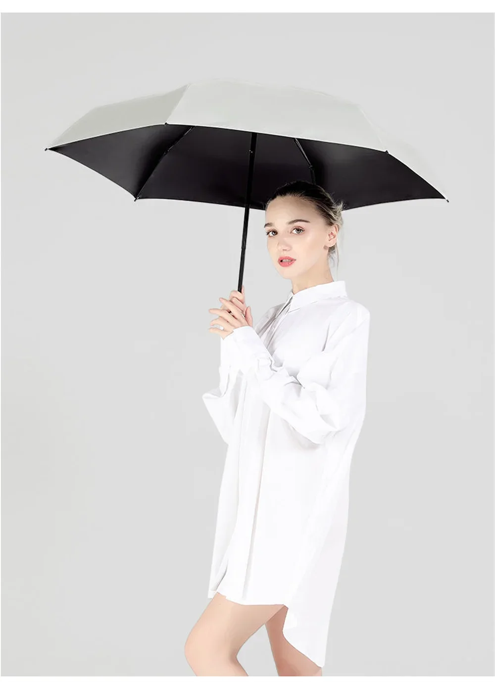 Folding Travel Umbrella 6 Ribs Lightweight Compact Pocket Umbrella Windproof Rainproof with Capsule Storage for Daily Life