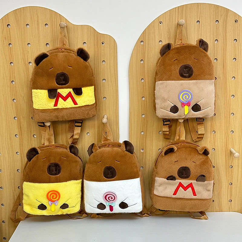 Kawaii New Capybara Plush Backpack For Women Versatile Cartoon Funny Capibala Bag Large Capacity Tote Bag Children's Gift