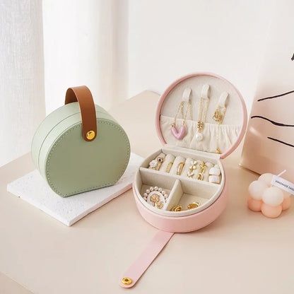Mini Portable PU Leather Jewelry Box – Travel Organizer for Rings, Earrings & Necklaces