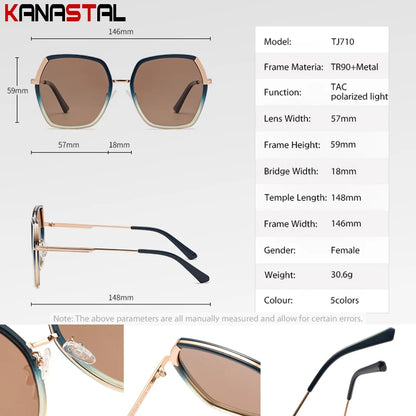 New Polarized Sunglasses Women UV400 Sun Glasses Men Metal Eyeglasses Frame Driving Beach Party Travel Anti Glare Shade Eyewear