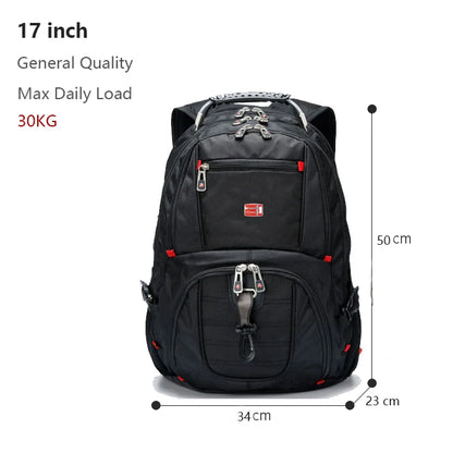 Swiss Multifunctional 17-Inch Laptop Backpack – Durable Travel & College Bag with USB Charging & Water Resistance