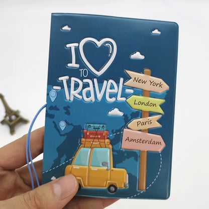 Portable Boarding Fashion Cute Cartoon Passport Cover – Men’s & Women’s PU Leather Travel Passport Holder Case, Card ID Holders (14*10cm)