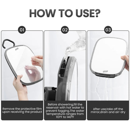 TAILI Shower Mirror Fogless for Shaving, Removable Fog Free Wall Hanging Mirror Portable Bathroom Mirror for Travel Camping