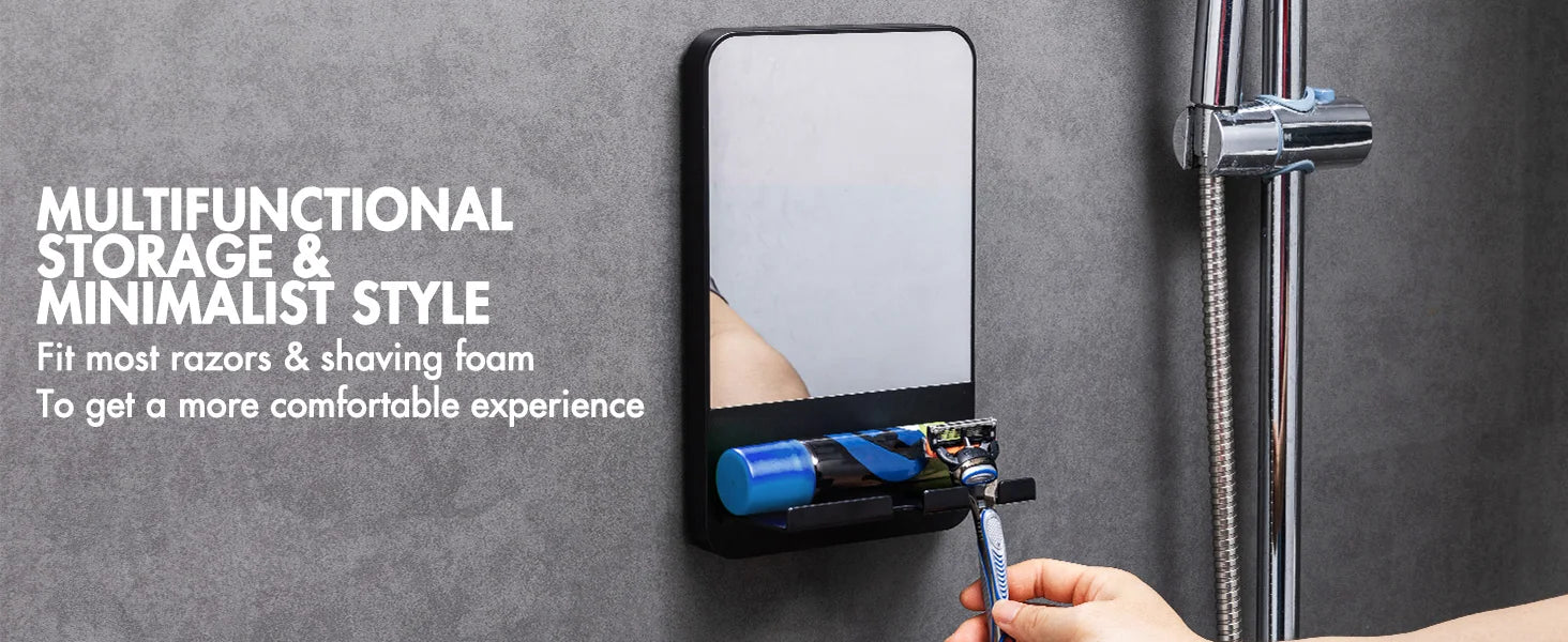 TAILI Fogless Shower Mirror with Razor Holder – Rust-Proof, Removable Suction Bathroom Mirror