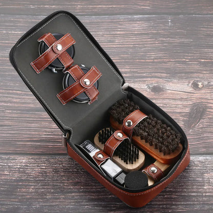 2024New Horse Hair Brush Shoe Oil Set 9-piece 11piece Set Leather Shoe Polishing Brush Household Leather Care Set protector