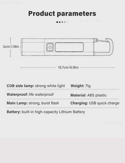 New Xiaomi Portable LED Flashlight – USB Rechargeable, Zoomable Torch for Outdoor Camping, Hiking & Emergency Use