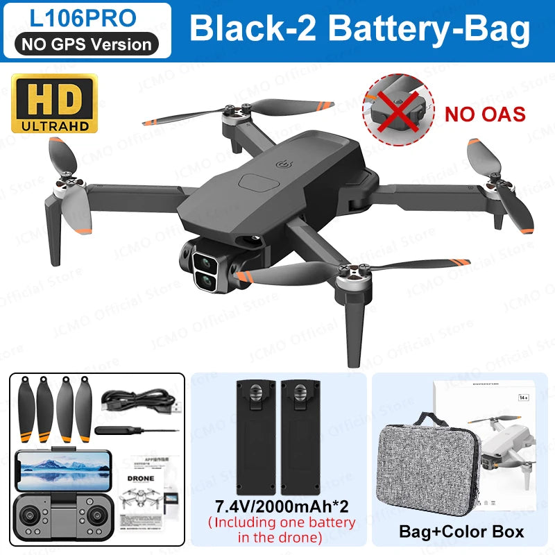 L106 MAX Brushless Dual Camera Drone – 360° Obstacle Avoidance, 2.4GHz RC Quadcopter with HD Camera