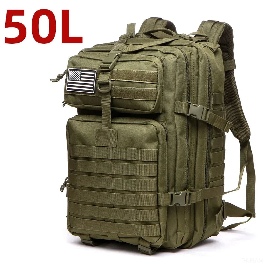 1000D Nylon Waterproof Tactical Backpack – Outdoor Rucksack for Camping, Hiking, Trekking, Fishing & Hunting (25L/50L)