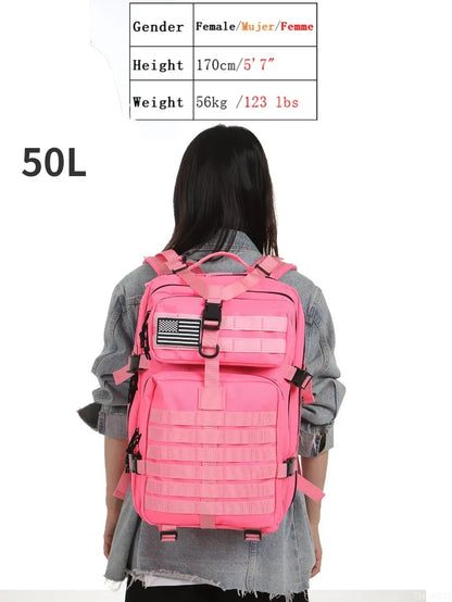 1000D Nylon Waterproof Tactical Backpack – Outdoor Rucksack for Camping, Hiking, Trekking, Fishing & Hunting (25L/50L)