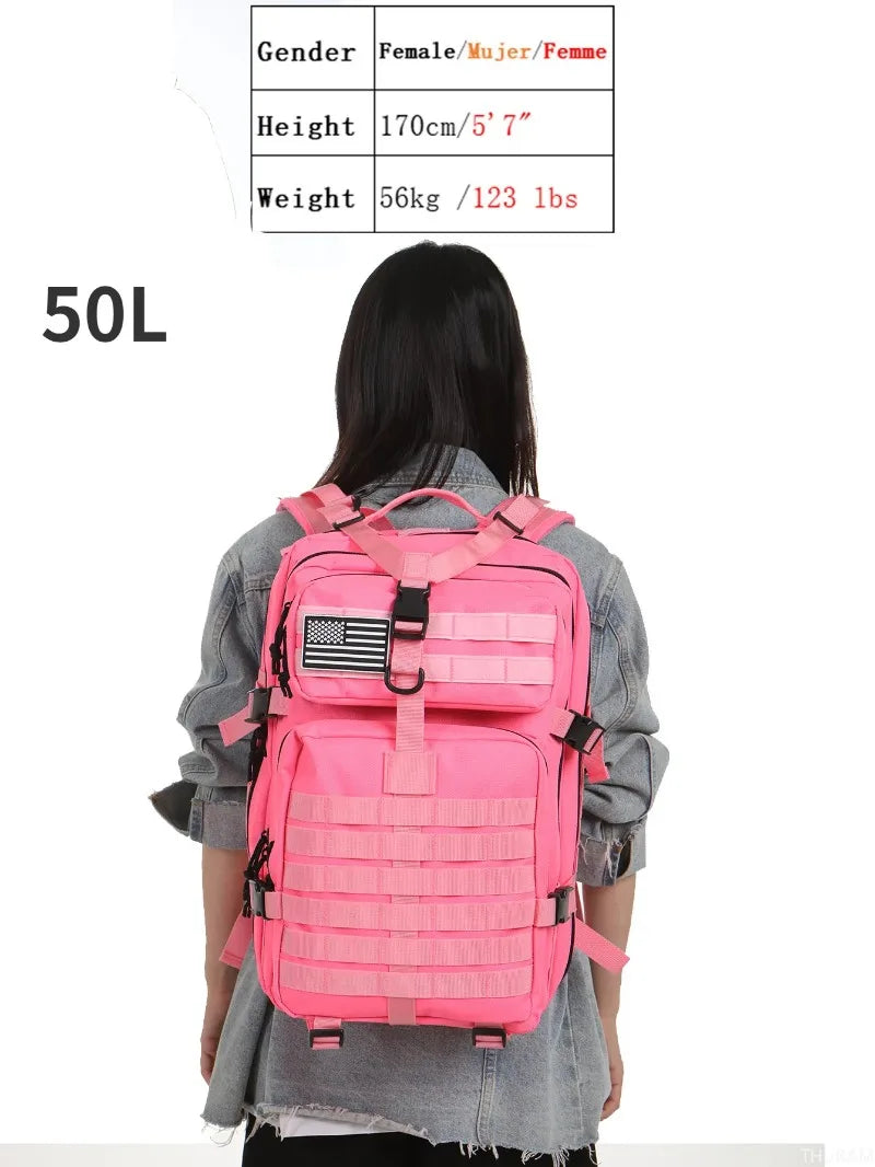 1000D Nylon Waterproof Tactical Backpack – Outdoor Rucksack for Camping, Hiking, Trekking, Fishing & Hunting (25L/50L)