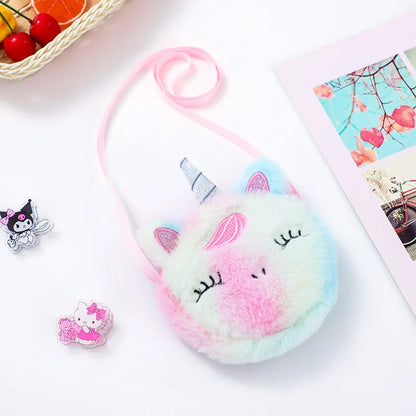 Kawaii Plush Unicorn Mini Crossbody Bag – Cute Baby Backpack & Coin Purse for Girls