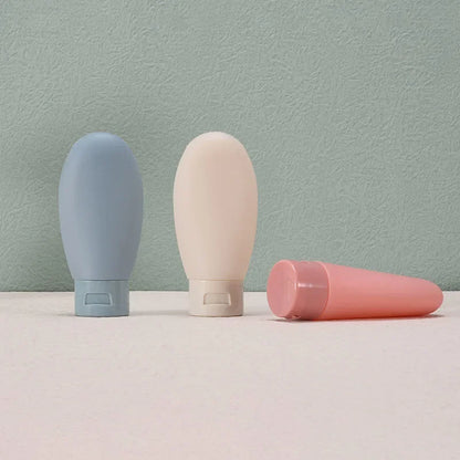 4Pcs/Set Travel Botttle Set 60ml Refillable Bottle Soft Silicone Lotion Shampoo Container Squeeze Tube Empty Bottle Wholesale