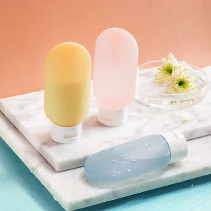 4Pcs/Set Travel Botttle Set 60ml Refillable Bottle Soft Silicone Lotion Shampoo Container Squeeze Tube Empty Bottle Wholesale