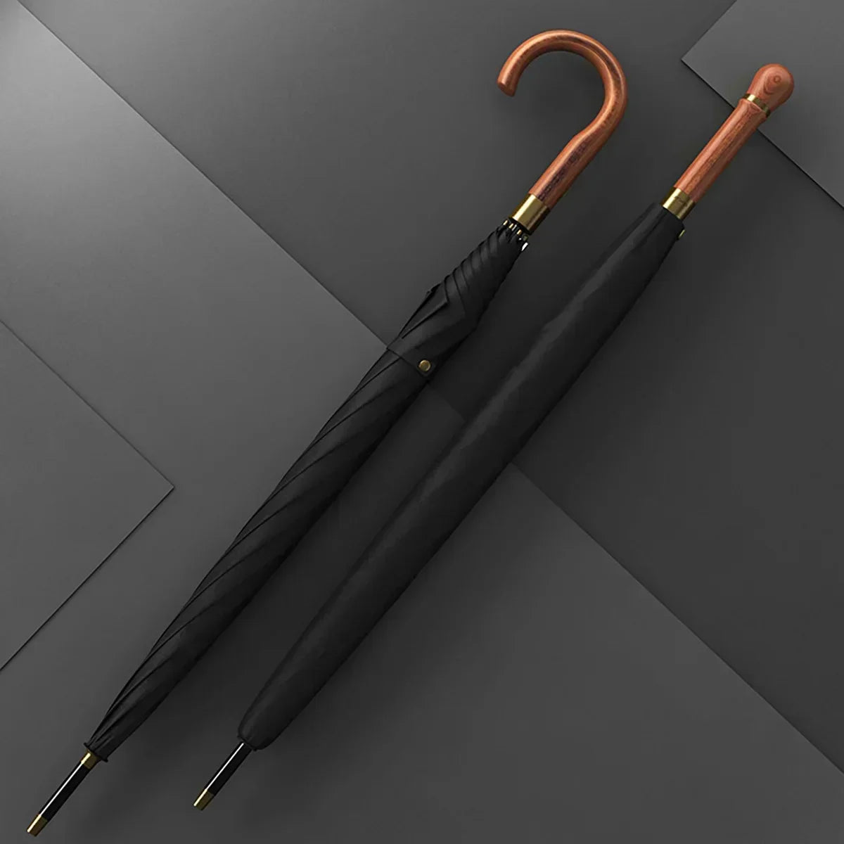 ☔ OLYCAT Wooden Handle Long Umbrella – Vintage, Wind-Resistant & Large Coverage for Business & Travel! 🌦️