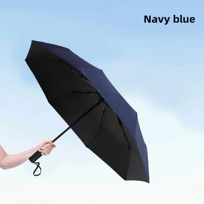 Automatic UV Umbrella Black Glue Sun And Rain Dual Purpose Sunshade Umbrella Logo Printable Three Fold UV Protection Business Ad