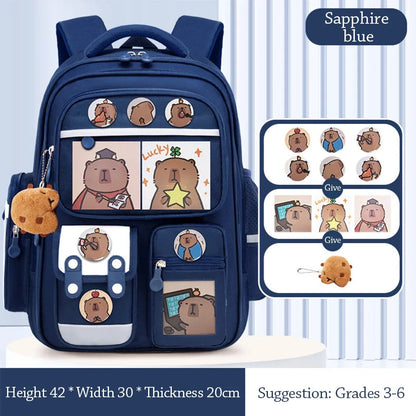 Waterproof Capybara Backpack Large Capacity Alleviate Burden School Bag Protecting Spine Widen Straps Backpack for Students