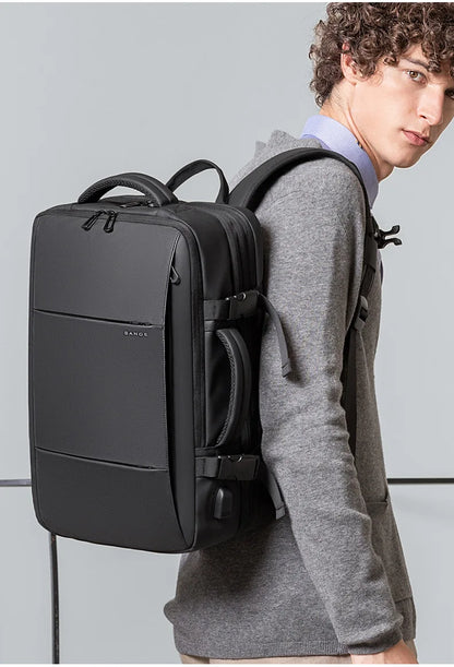 BANGE Expandable Men's Backpack – Waterproof 17.3-inch Laptop Backpack, Large Capacity Hiking Travel Bag for Men