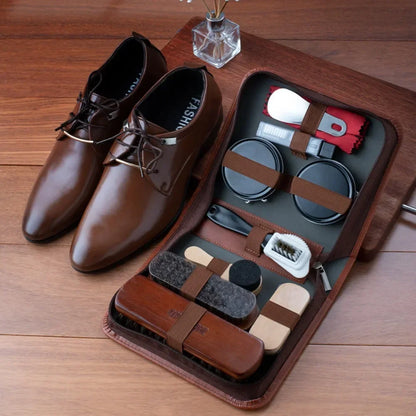 Premium Horsehair Shoe Polish Kit – 9pcs/11pcs Leather Shoe Shine & Care Set