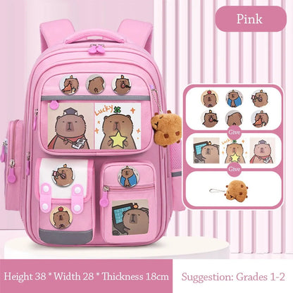 Waterproof Capybara Backpack Large Capacity Alleviate Burden School Bag Protecting Spine Widen Straps Backpack for Students