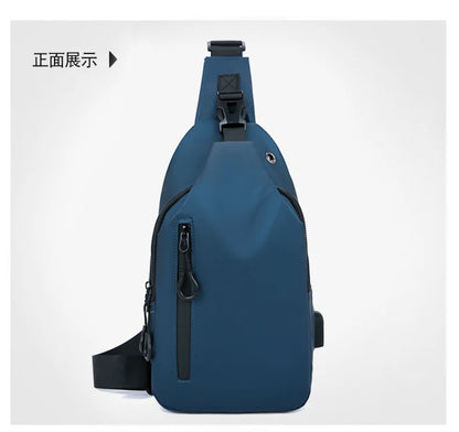 Stylish Men's Crossbody Bag – Waterproof, USB Charging, Outdoor Casual Chest Bag