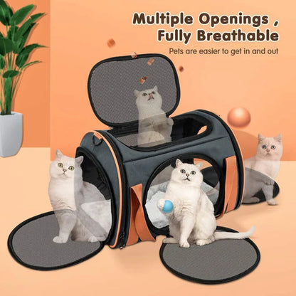Cat Carrier TSA Airline Approved with Ventilation for Small Medium Cats Dogs Puppies with Big Space 5 Mesh Windows 4 Open Doors