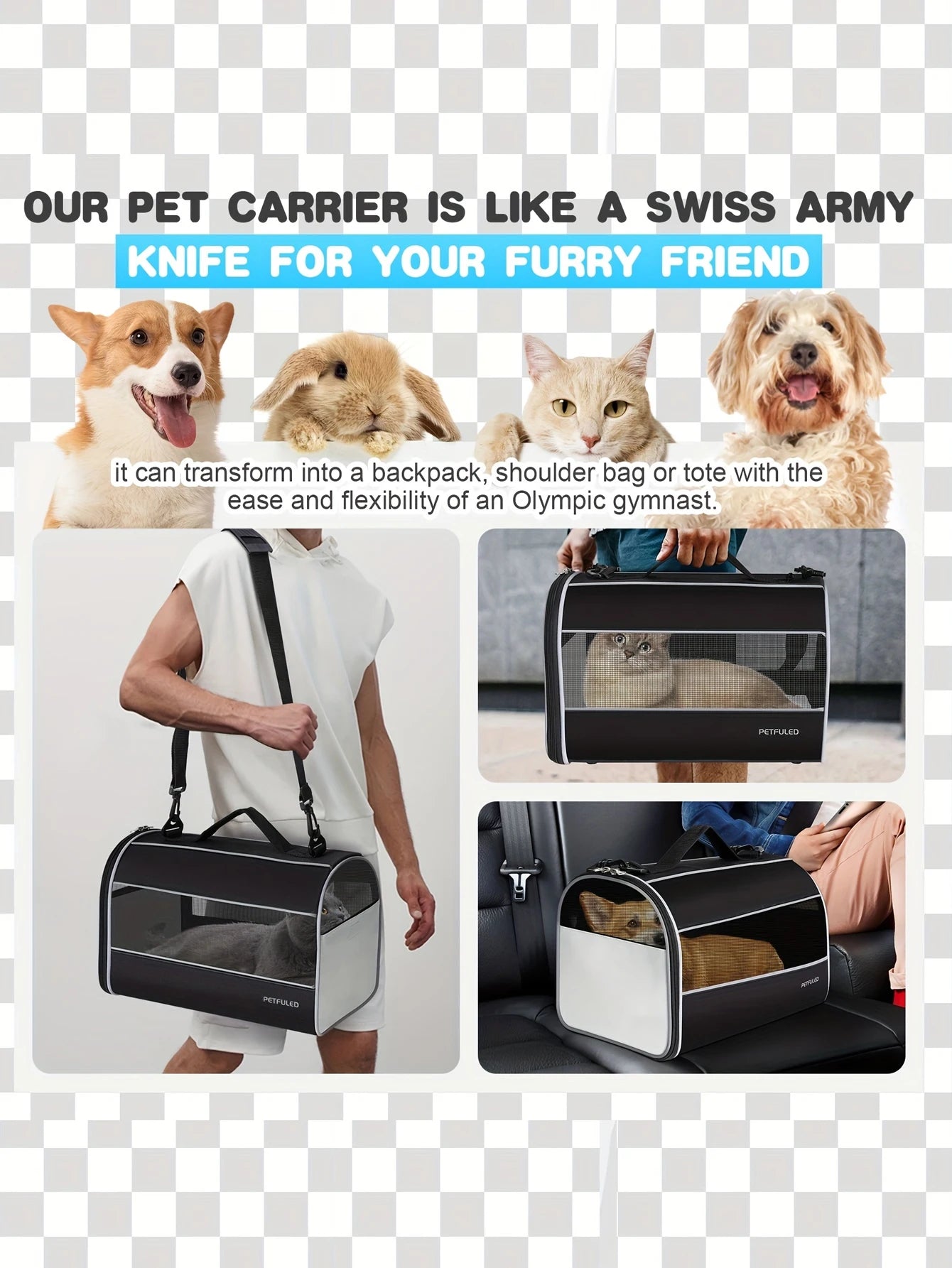 Cat Carriers Dog Carrier Pet Carrier for Small Medium Cats Dogs Puppies up to 16 Lbs, TSA Airline Approved Small Dog Carrier
