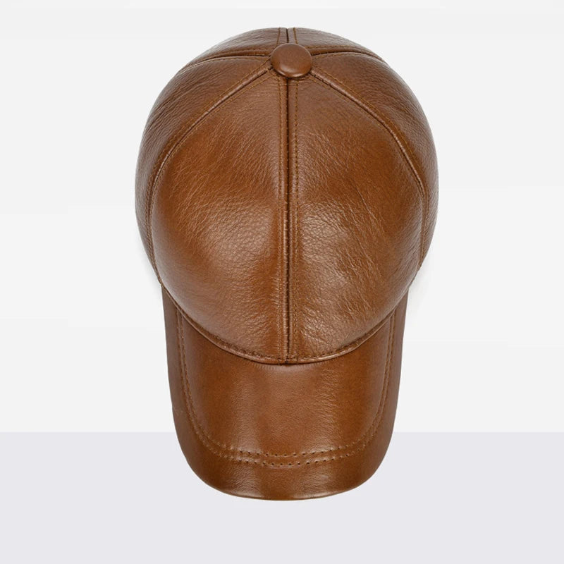 2025 Adjustable Men's Genuine Cowhide Leather Baseball Cap for Fall Winter Outdoor Sports Hat Men Real Cowhide Leather Caps