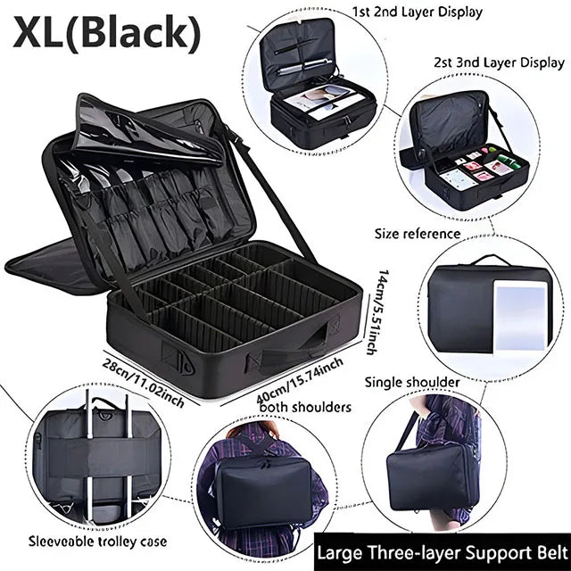 Professional Large Capacity Makeup Case – Travel Beauty Cosmetic Organizer & Nail Tool Box