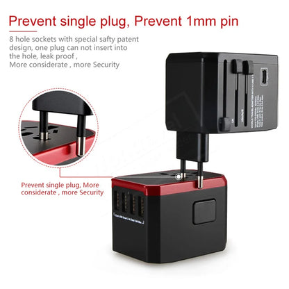 Melery Universal Travel Adapter – International Plug with USB & Type-C Fast Charging for US/EU/UK/AU