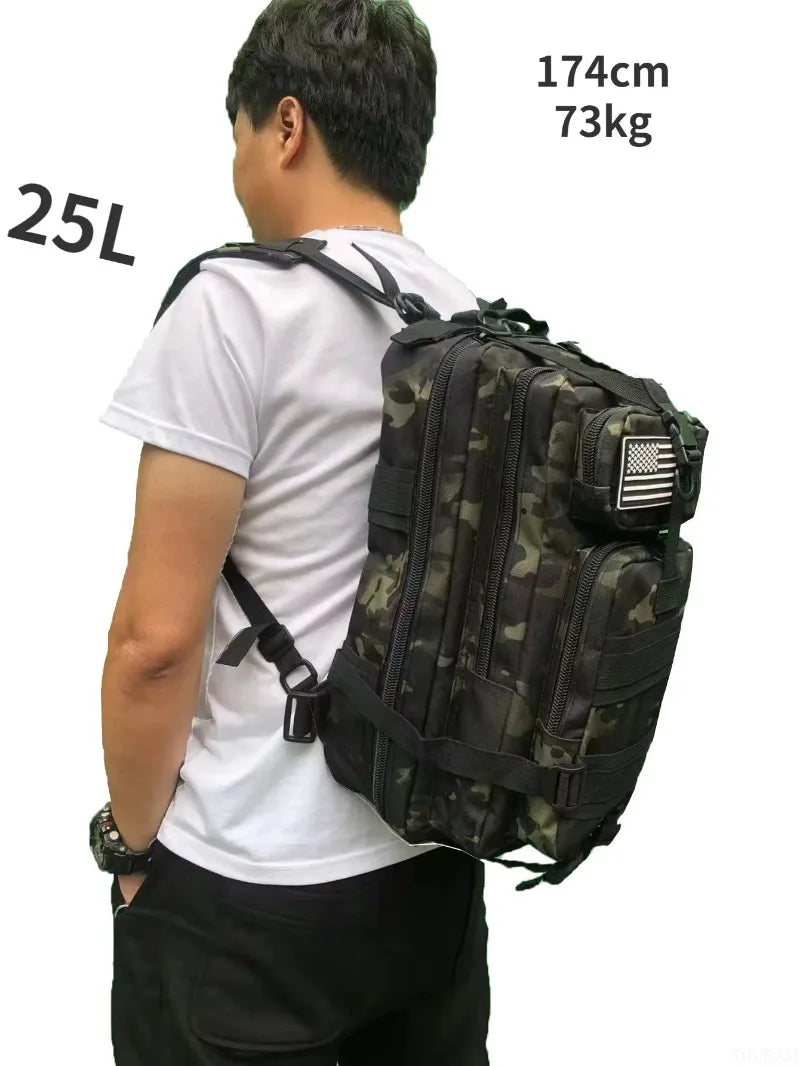 1000D Nylon Waterproof Tactical Backpack – Outdoor Rucksack for Camping, Hiking, Trekking, Fishing & Hunting (25L/50L)