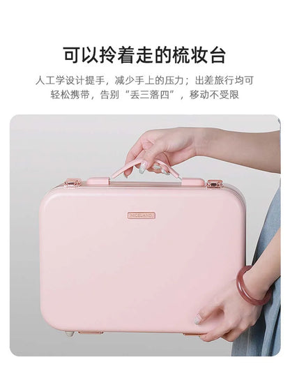 Large-Capacity LED Makeup Case with Mirror – Portable Professional Cosmetic Storage Box