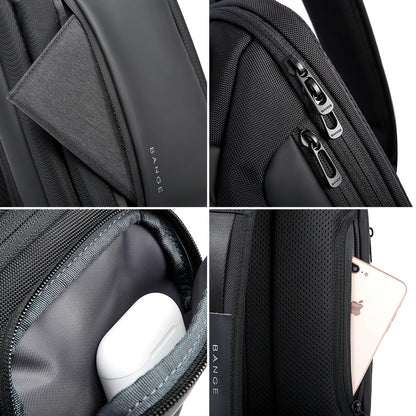 BANGE Brand Design Oxford Trendy Waterproof Men’s Chest Bag – Large Capacity, Multi-Pockets Slim Bag for Male